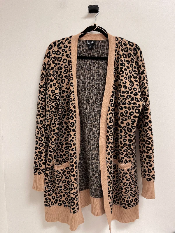 Sweater Cardigan By Nicole Miller In Animal Print, Size: Xl