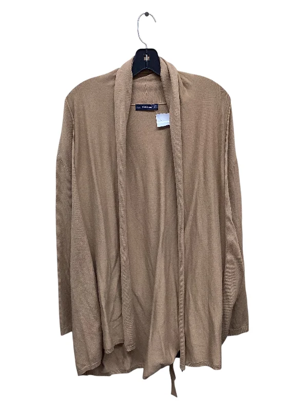 Sweater Cardigan By Zara In Tan, Size: L