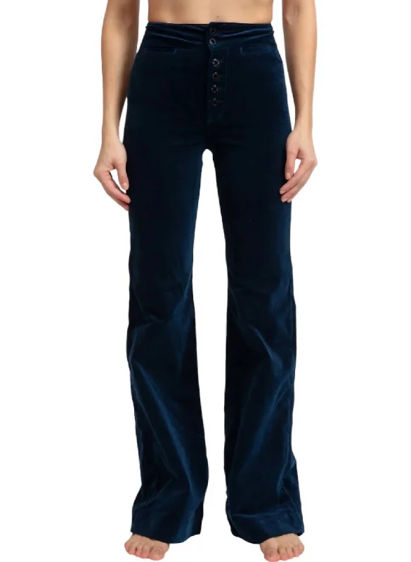 Brighton Wide Leg Jeans In Navy Velvet