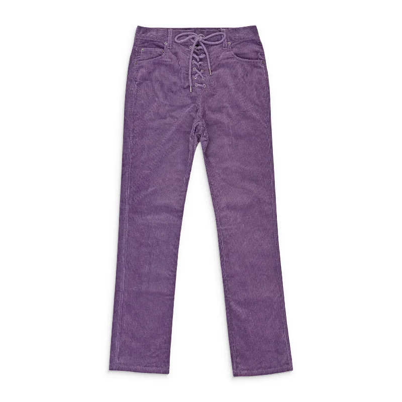 CALLIPYGIAN STRETCH CURDUROY PURPLE LACE-UP JEANS