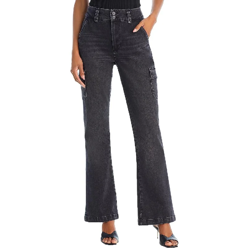 Dion Womens High Waist Denim Cargo Jeans