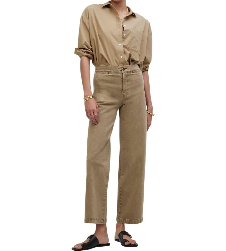 Emmett Wide Leg Pants In Tan Khaki