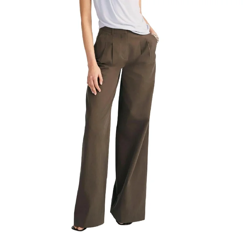 Juliana Wide Leg Pleat Front Trouser In Shitake