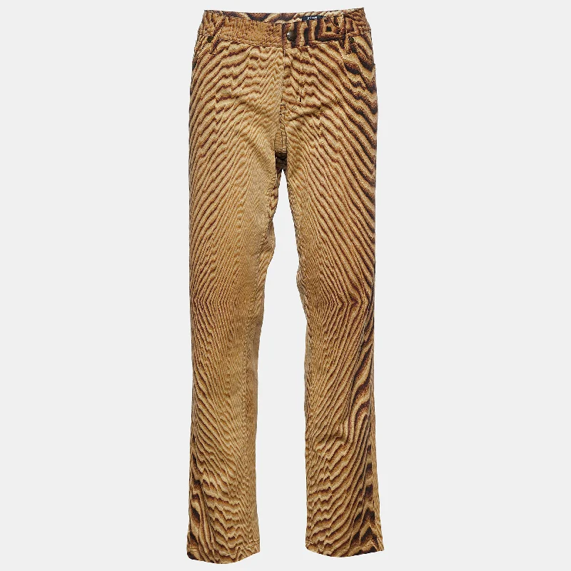 Just Cavalli Beige Animal Print Cotton Straight Fit Jeans