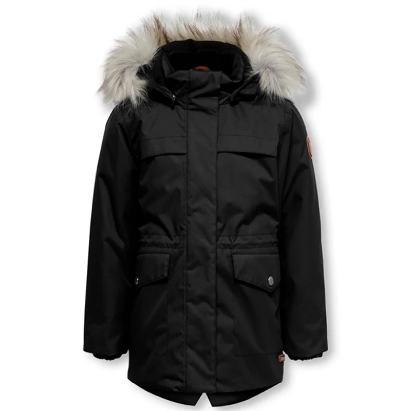 kids only Black Newliva Waterproof Fur Parka Coat