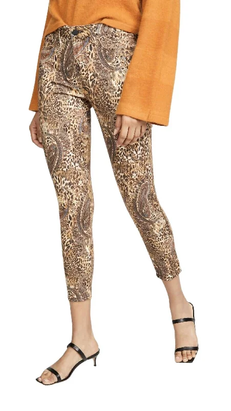 Margot Leopard Paisley Skinny Jeans In Bronze Valencia