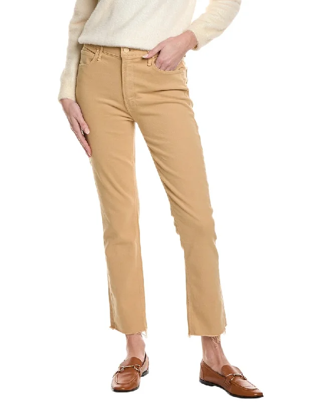 MOTHER Mid-Rise Dazzler Sand Ankle Fray Jean