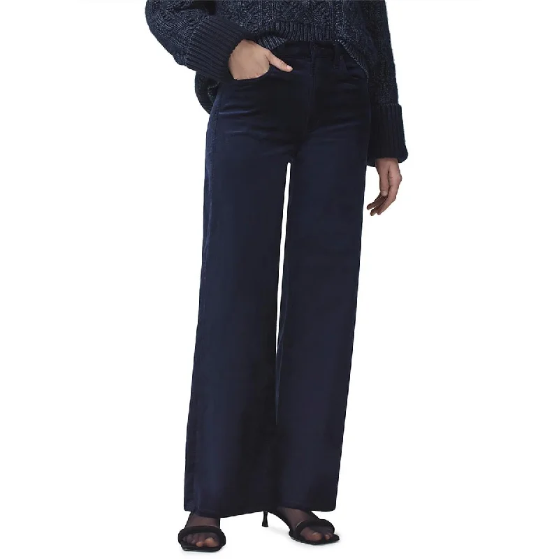 Paloma Womens Velvet High Rise Wide Leg Pants