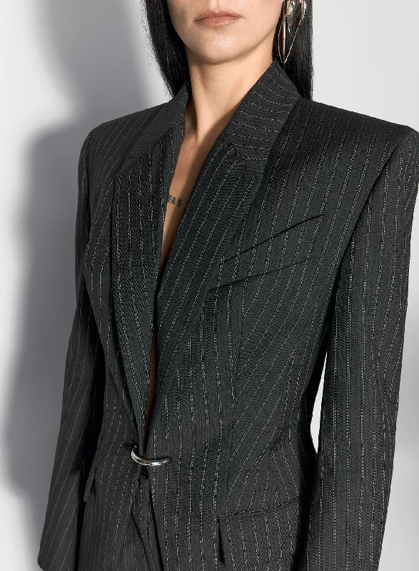 pinstripe pierced tailored jacket