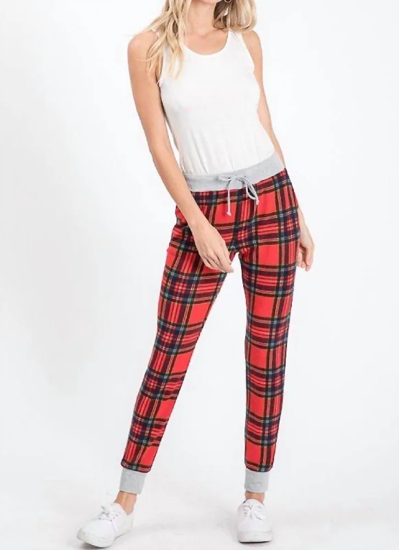 Plaid Jill Jogger In Red