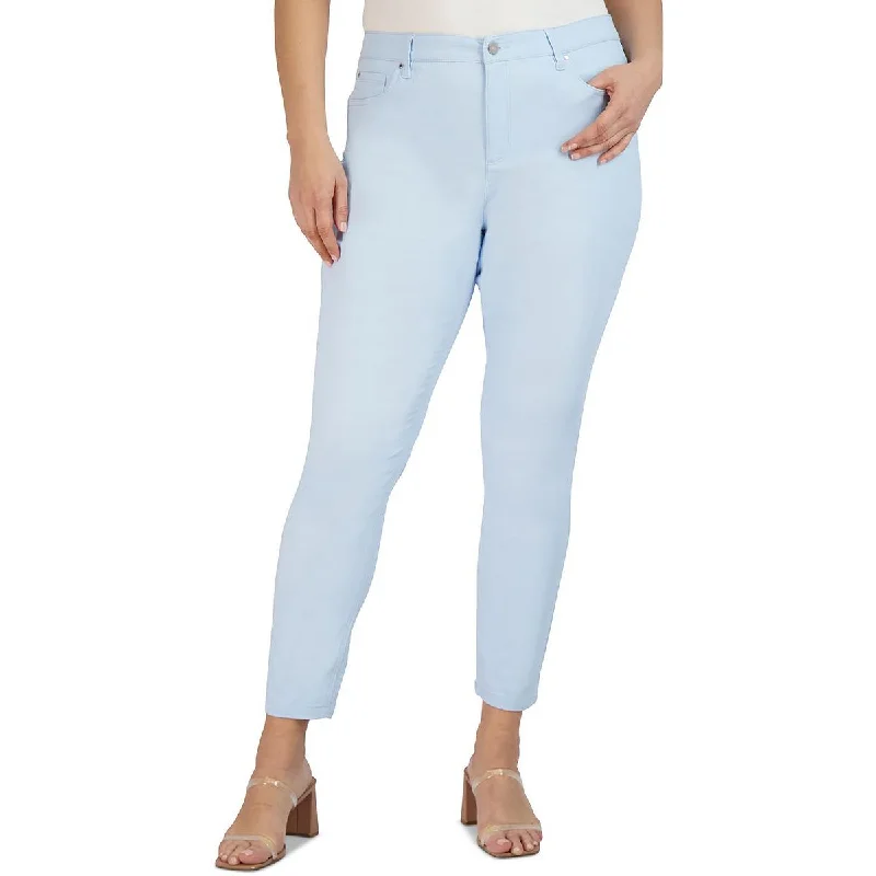 Plus Womens Shaping Mid-Rise Colored Skinny Jeans