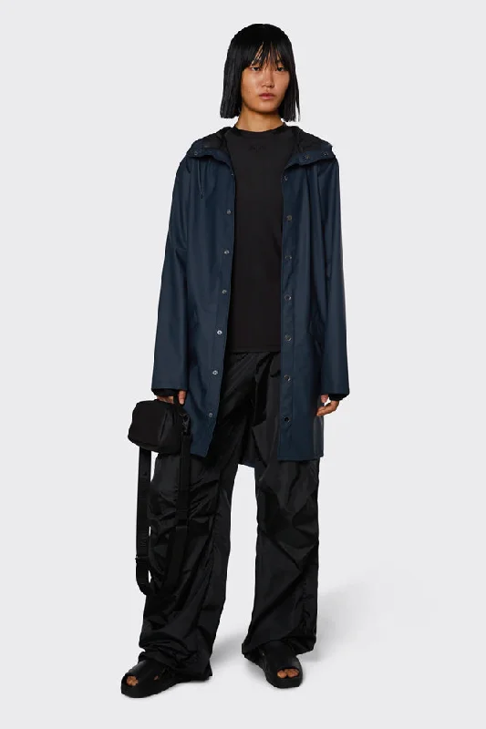 Rains Navy Long Jacket