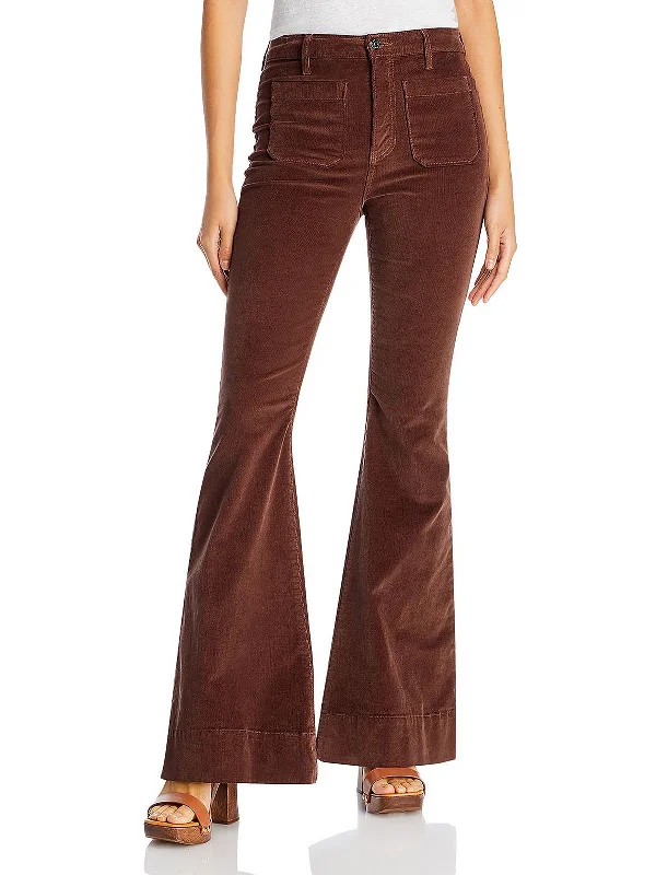 Sheridan Womens Corduroy Mid Rise Flared Pants