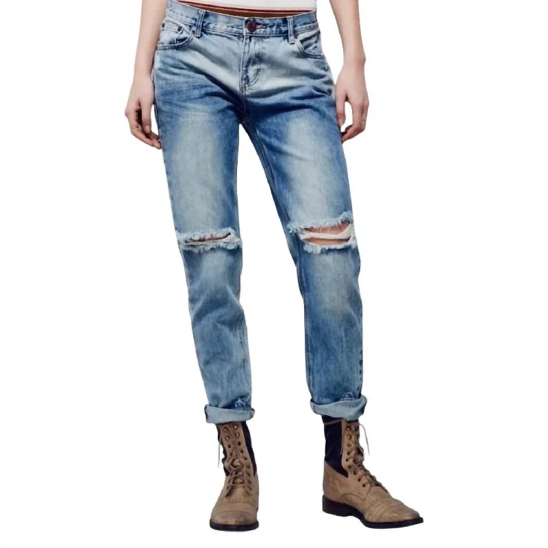 Women's Awesome Baggies Distressed Jean In Blue Blossom