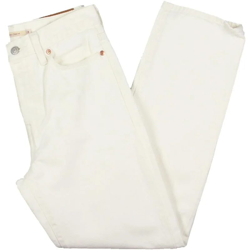 Womens Cotton High Rise Straight Leg Jeans