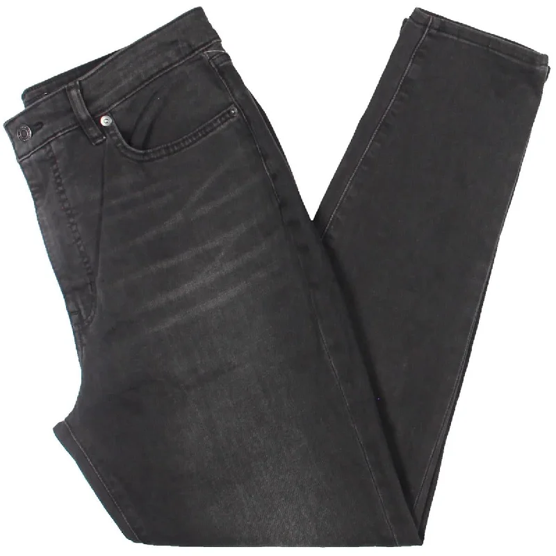 Womens Denim High Rise Straight Leg Jeans