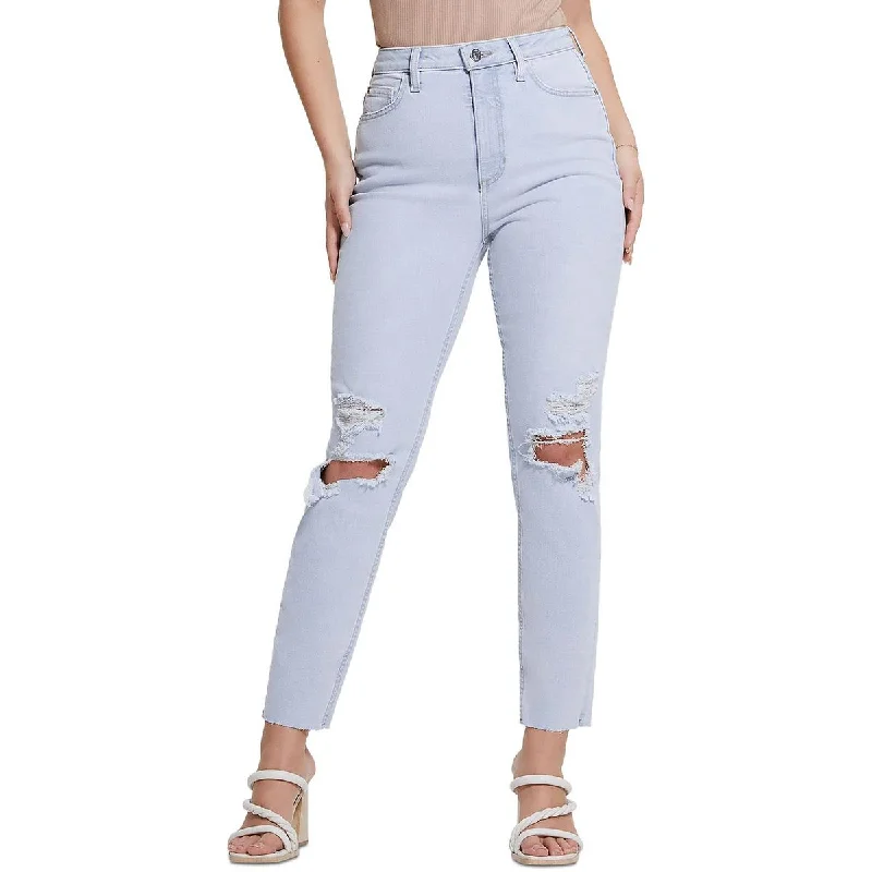 Womens Destroyed High Rise Mom Jeans