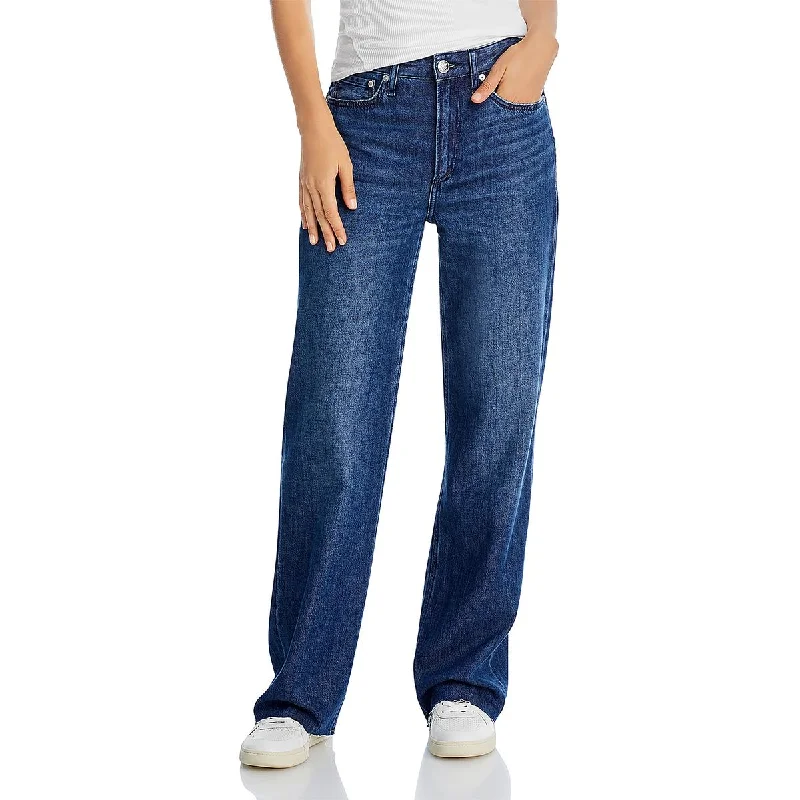 Womens High Waisted Unhemmed High-Waisted Jeans