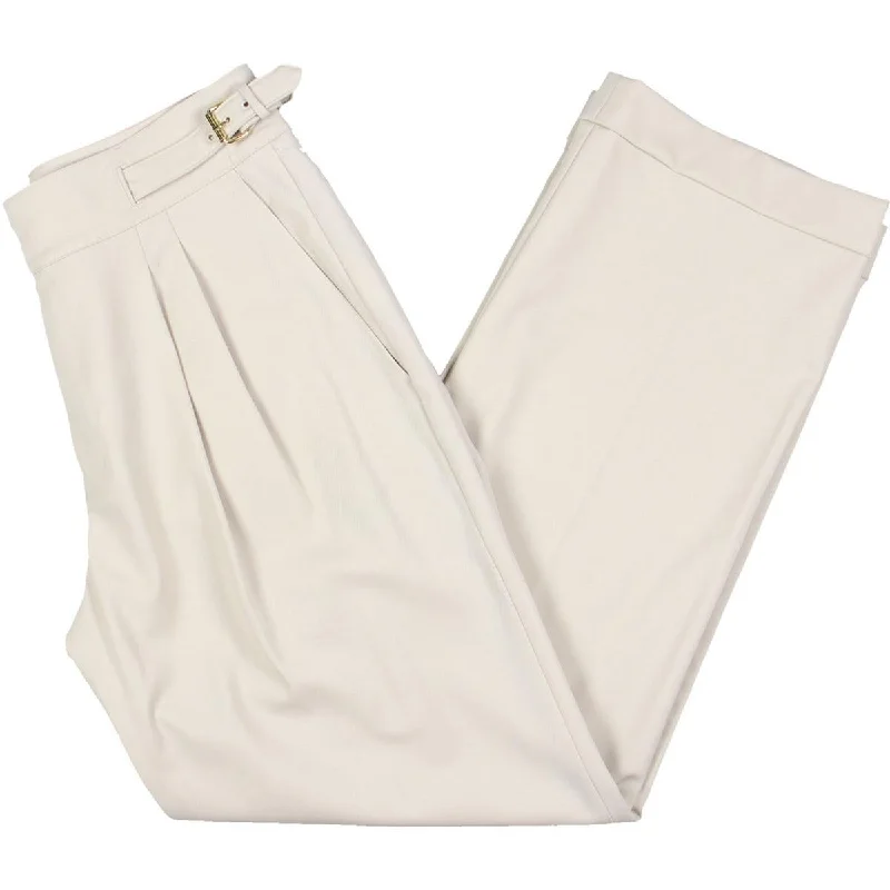 Womens Wool Blend Twill Straight Leg Pants