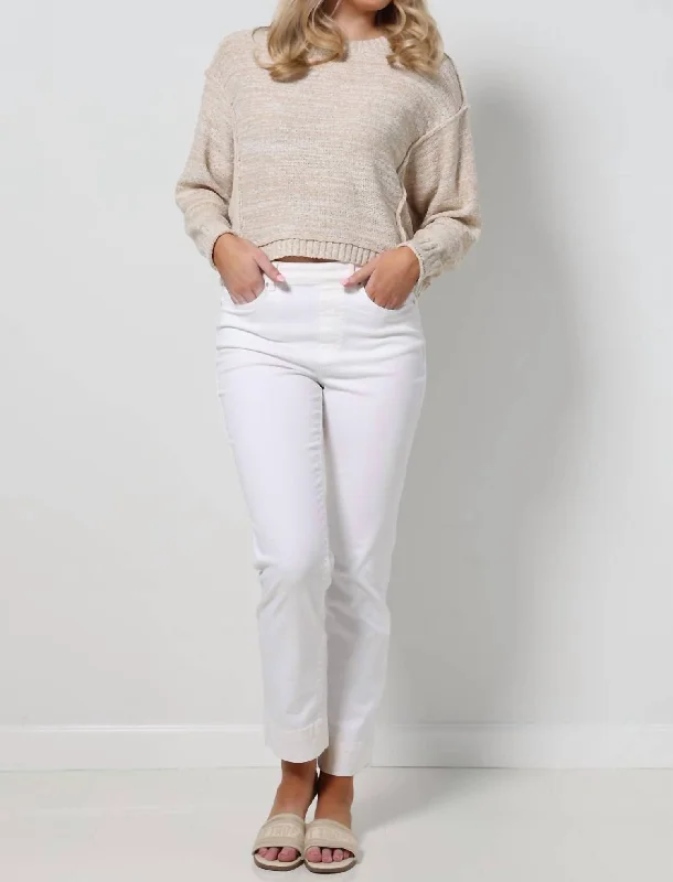 5 Pocket Pull On Pant In Cream