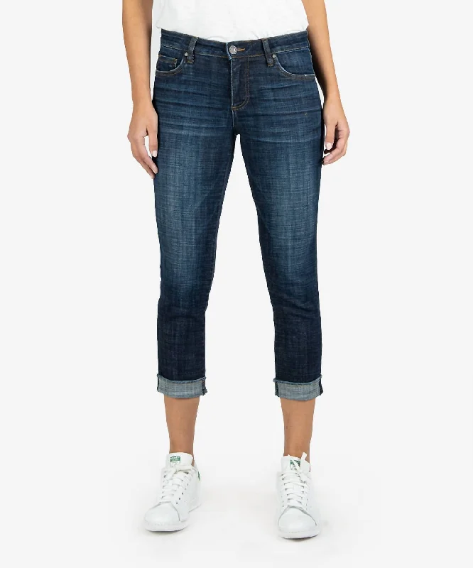 Amy Crop Straight Leg With Roll Up Fray Hem Jean In Acknowledging Wash