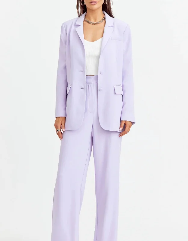 High Rise Wide Leg Trouser In Purple