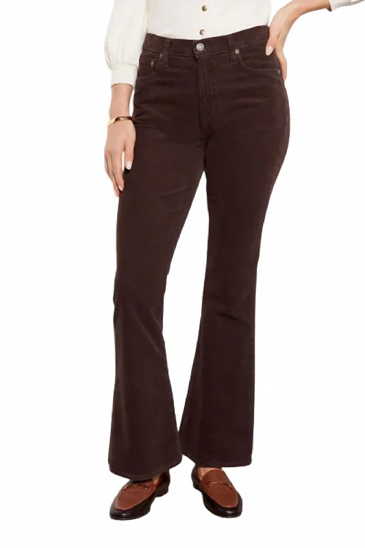 Isola Flare Corduroy Pants In Dark Brown