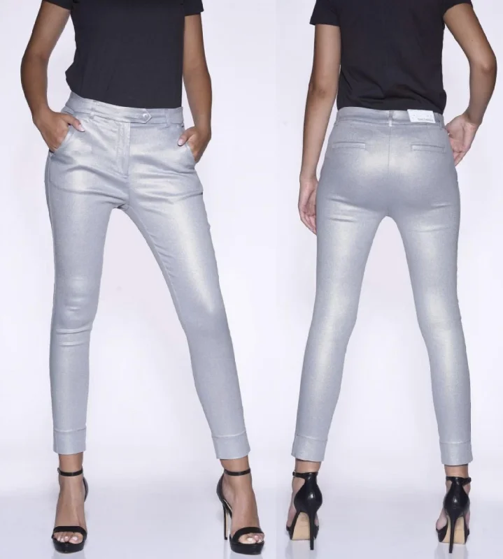 Lively Coated Trouser Pant In Silver