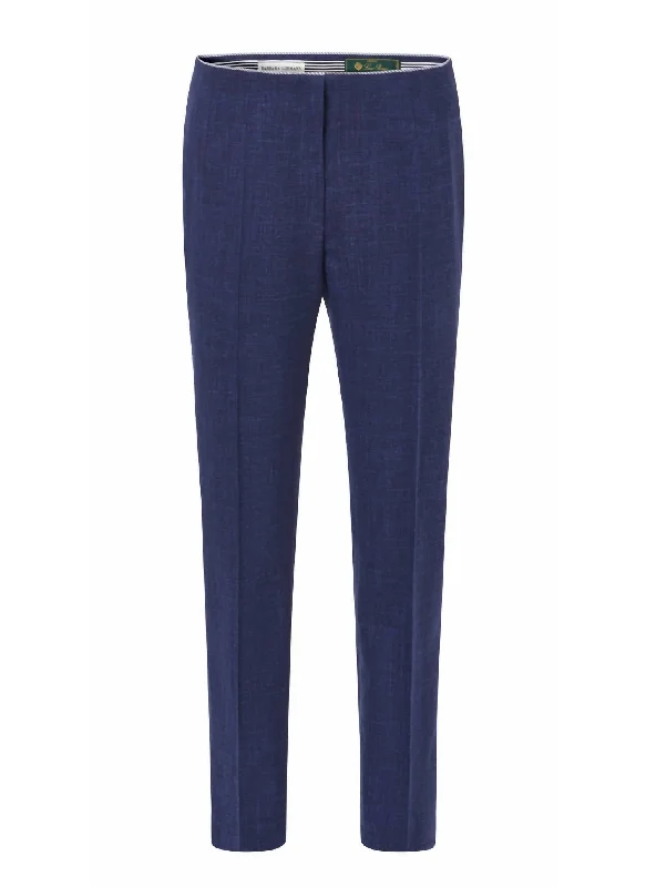 Loreen Slim Zip Front Trouser In Navy