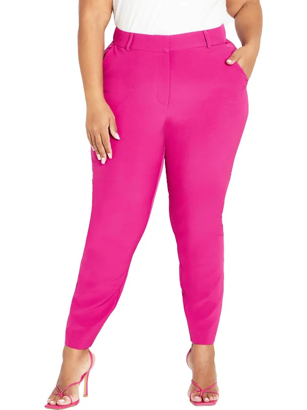 Plus Womens Mid Rise Business Skinny Pants