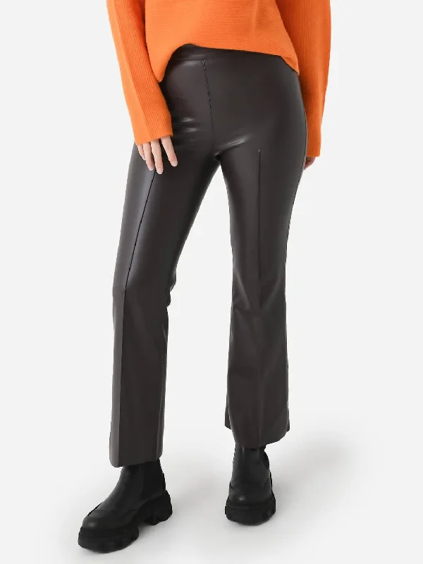 Porterfield Vegan Leather Crop Flare Pant In Espresso