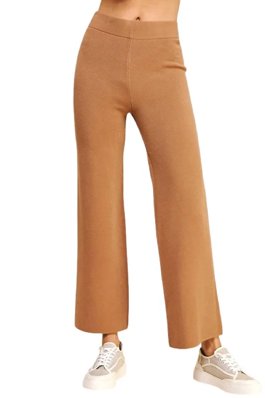 Straight Leg Sweater Pants In Camel