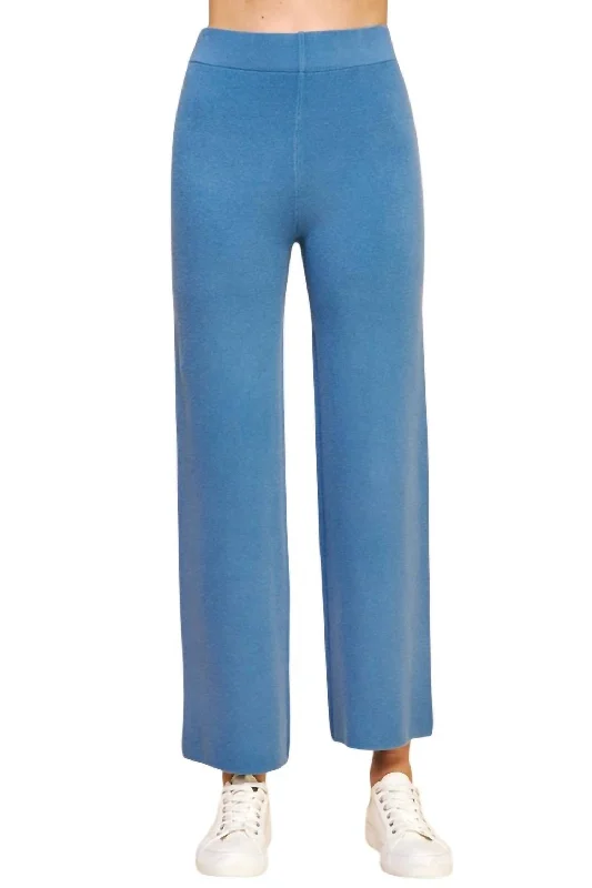 Straight Leg Sweater Pants In Dusty Blue