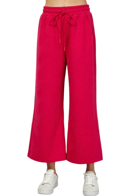 Textured Soft Cropped Wide Pants In Barbie Pink