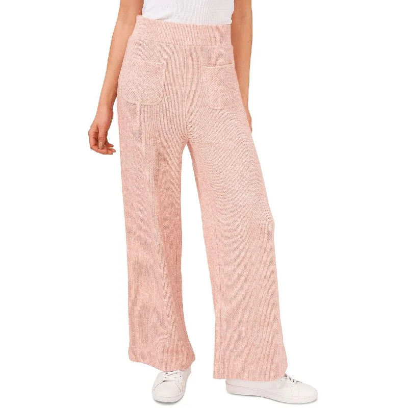 Whistful Daydream Womens High Rise Ribbed Knit Flared Pants