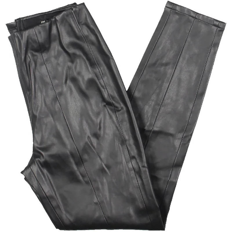 Womens Faux Leather High Rise Leggings