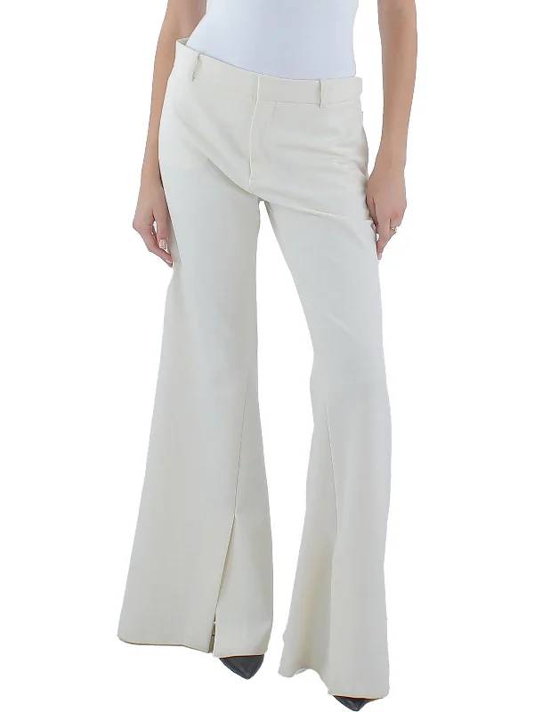 Womens Slim Fit Split Hem Flared Pants